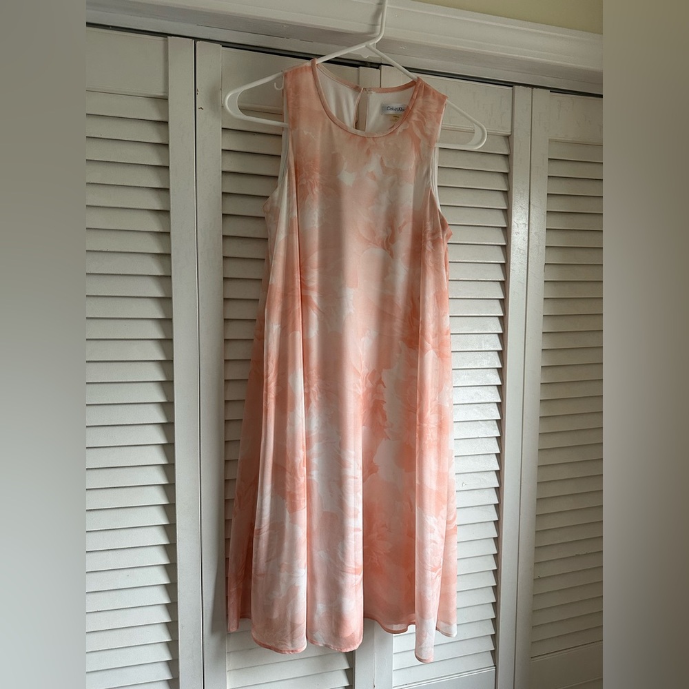 Calvin Klein Peach and White Midi Dress
